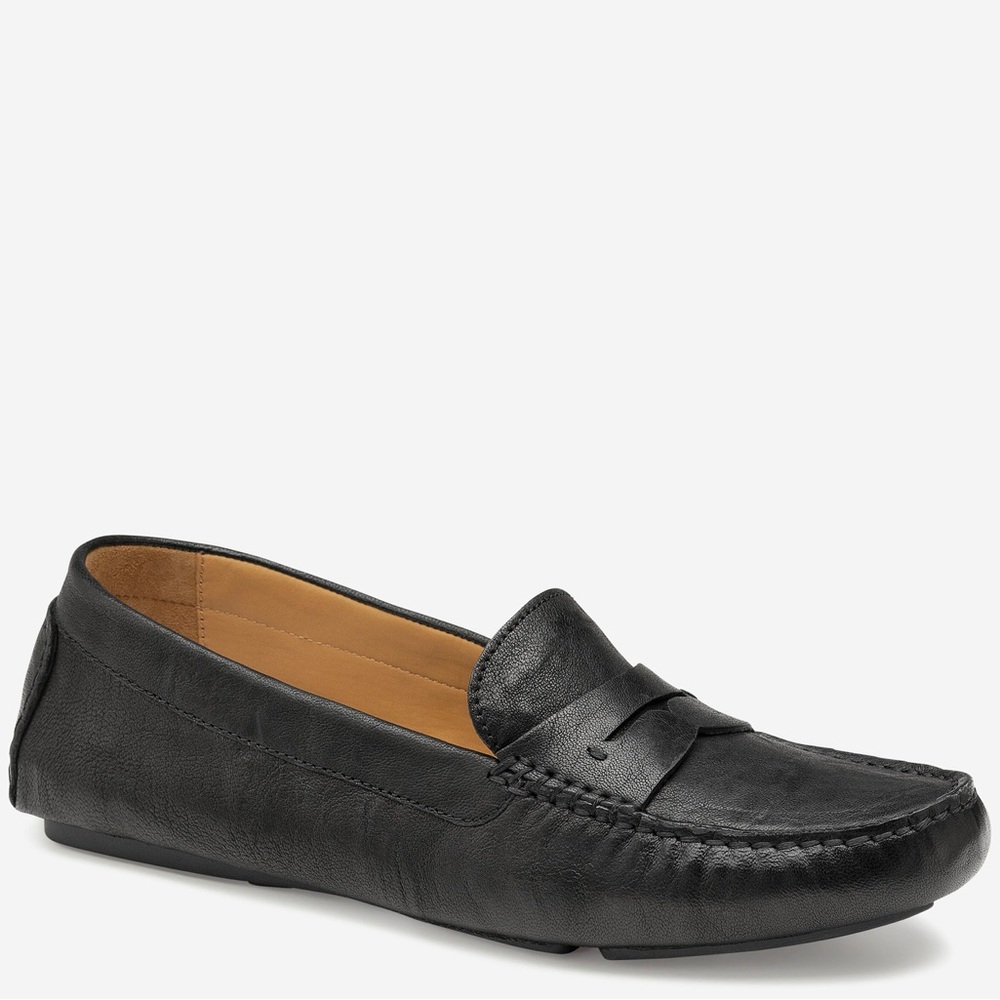 Johnston & Murphy Black Leather Penny Driving Loafer